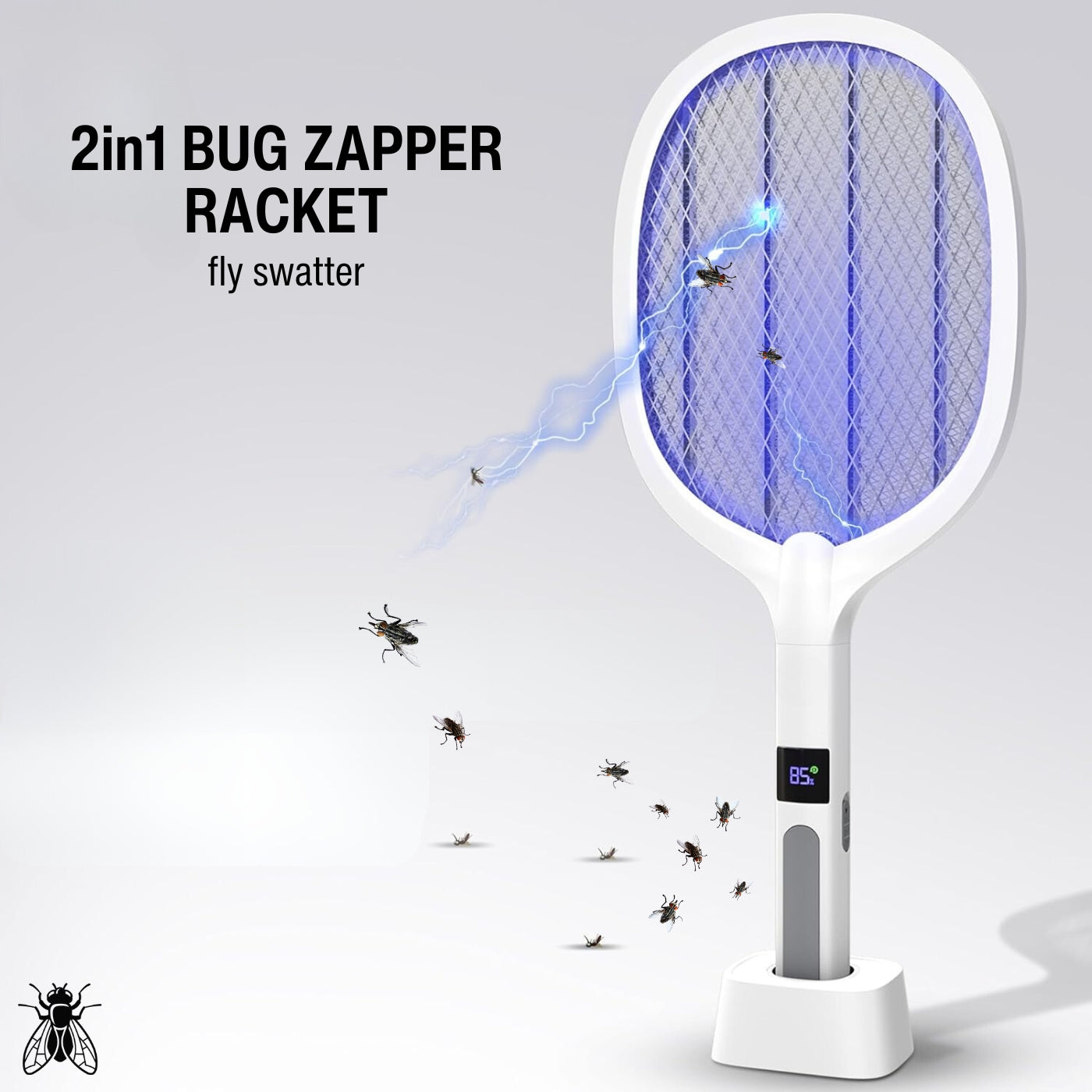 ZeroZap Racket: 2-in-1 Electric Fly Swatter & UV Bug Zapper – Get Zero Zap